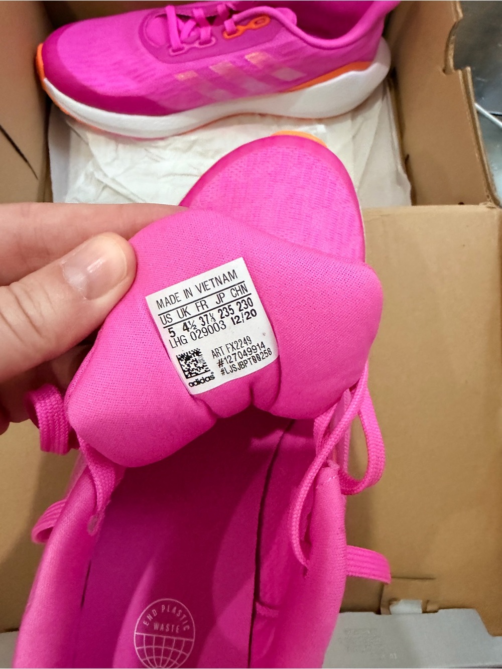 Adidas Pink and Orange Bounce Big Girls (Size 5) Running Shoes - Picture 2 of 4